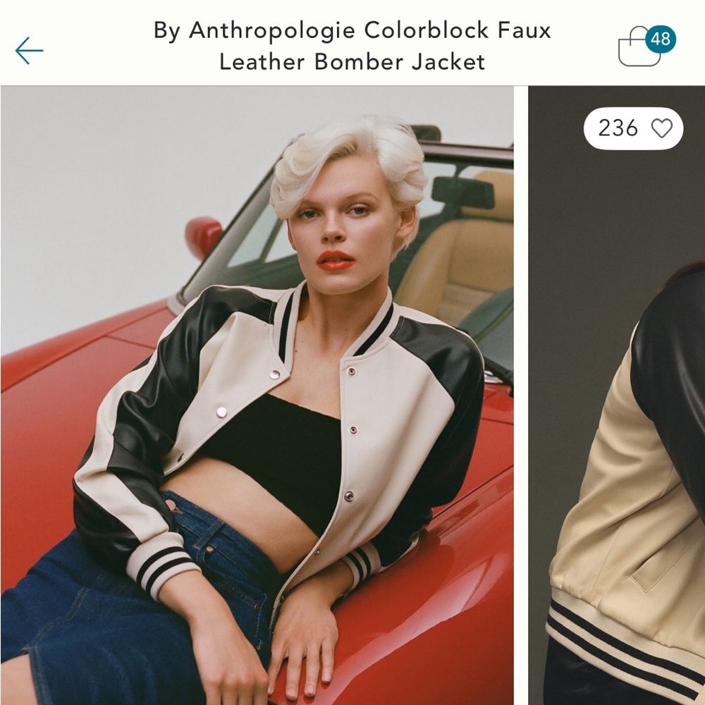 Anthropologie Ivory and Black Varsity Jacket